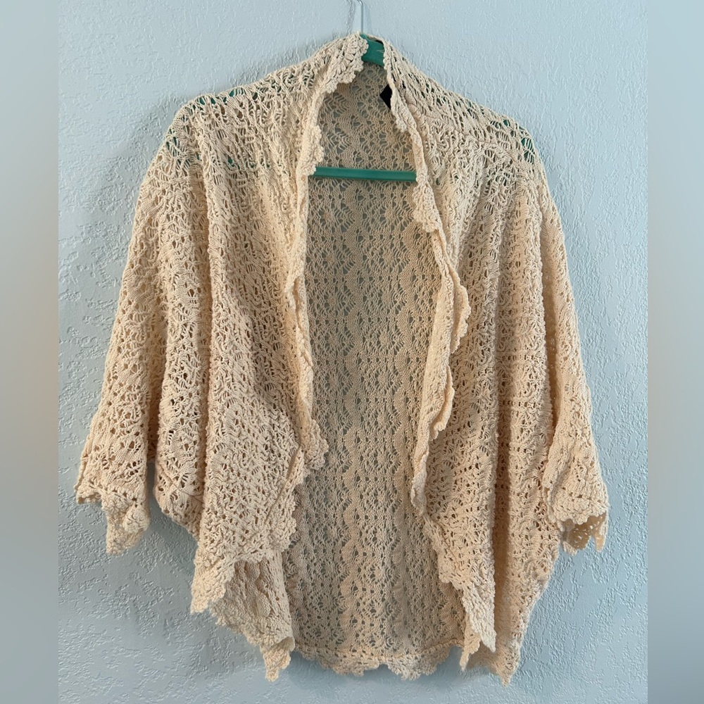100% Cotton Crotchet open front Cozy Cardigan Sweater